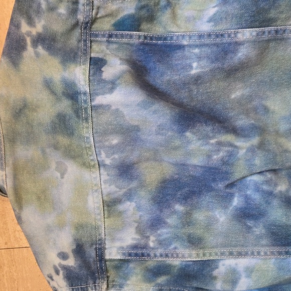 3.1 Phillip Lim Stylish Blue/Green Tie-Dye Denim Jean Jacket - Picture 9 of 11